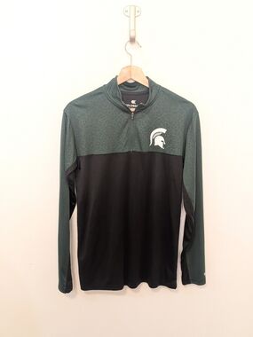 Michigan State Colosseum Green and Black Quarter-Zip Performance Pullover Small